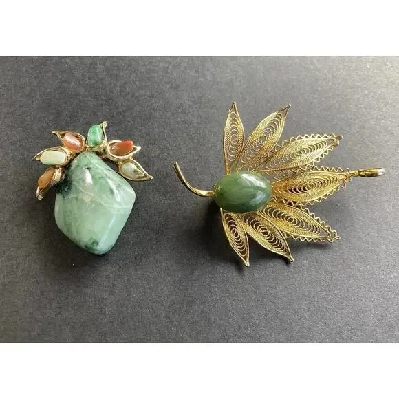 Bundle of Estate Brooches Gold Tone Monet West Germany Stones Filigree Vintage - Picture 2 of 16